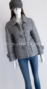 CHANEL 21B Gray Silver Wool Alpaca Blouson Duffel Coat 36 38 42 44 46 シャネル グレー シルバー ウール アルパカ ブルゾン ダッフル コート 即発 - TC JAPAN