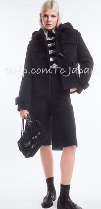 CHANEL 21B Gray Silver Wool Alpaca Blouson Duffel Coat 36 38 42 44 46 シャネル グレー シルバー ウール アルパカ ブルゾン ダッフル コート 即発 - TC JAPAN