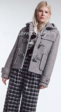 CHANEL 21B Gray Silver Wool Alpaca Blouson Duffel Coat 36 38 42 44 46 シャネル グレー シルバー ウール アルパカ ブルゾン ダッフル コート 即発 - TC JAPAN