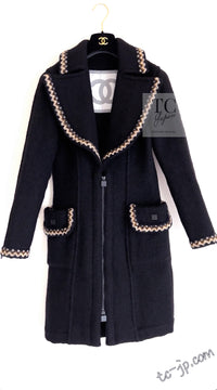 CHANEL 06A Black Zipper CC Logo Wool Alpaca Coat 36 シャネル ブラック ジッパー CCロゴ ウール アルパカ コート 即発