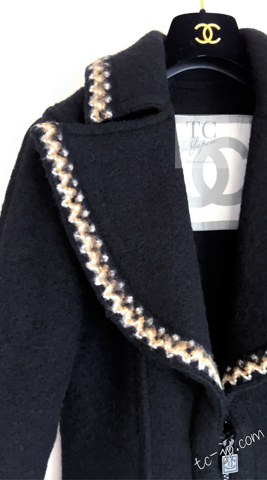 CHANEL 06A Black Zipper CC Logo Wool Alpaca Coat 36 シャネル ブラック ジッパー CCロゴ ウール アルパカ コート 即発