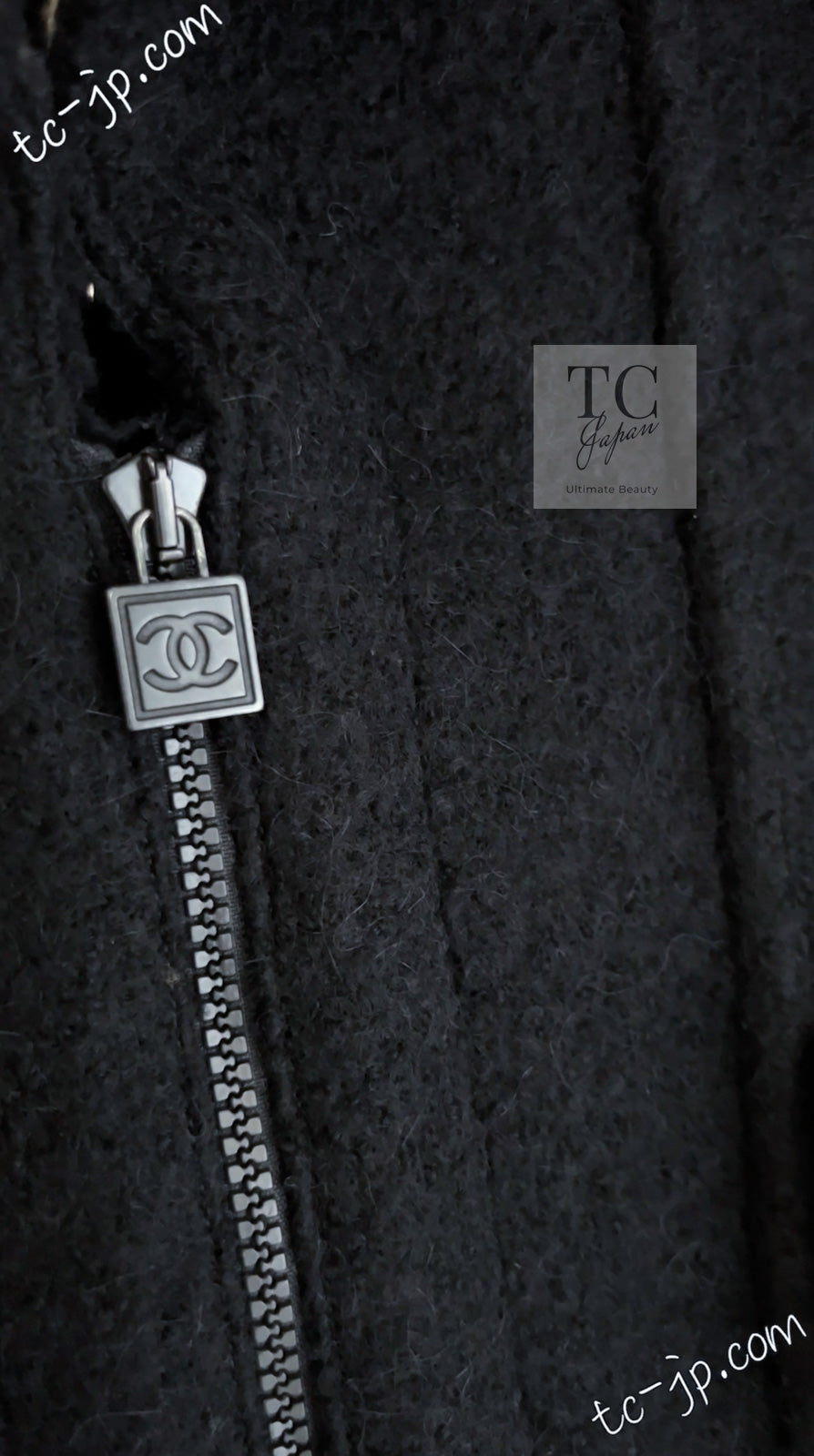 CHANEL 06A Black Zipper CC Logo Wool Alpaca Coat 36 シャネル ブラック ジッパー CCロゴ ウール アルパカ コート 即発
