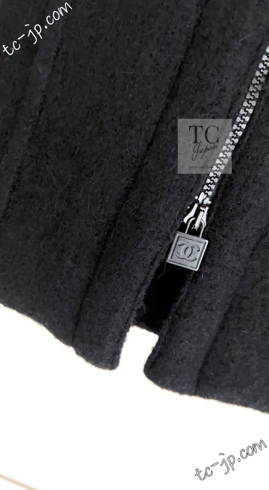 CHANEL 06A Black Zipper CC Logo Wool Alpaca Coat 36 シャネル ブラック ジッパー CCロゴ ウール アルパカ コート 即発