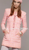 CHANEL 19C Pink Orange CC Logo Buttons Sequin Embellishments Dress 42 44 シャネル ピンク オレンジ ココボタン スパンコール ワンピース 即発