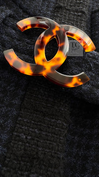 CHANEL 17B Navy Black BIG CC Logo Belt Jacket Coat 36 シャネル ネイビー ブラック ビッグ CC ロゴ ベルト付 ノーカラー ジャケット コート 即発