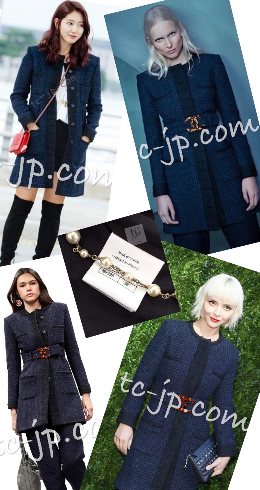 シャネル ジャケット コート CHANEL ネイビー ブラック ビッグ CC ロゴ