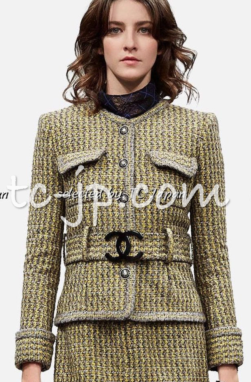 CHANEL 17B Navy Black BIG CC Logo Belt Jacket Coat 36 シャネル ネイビー ブラック ビッグ CC ロゴ ベルト付 ノーカラー ジャケット コート 即発