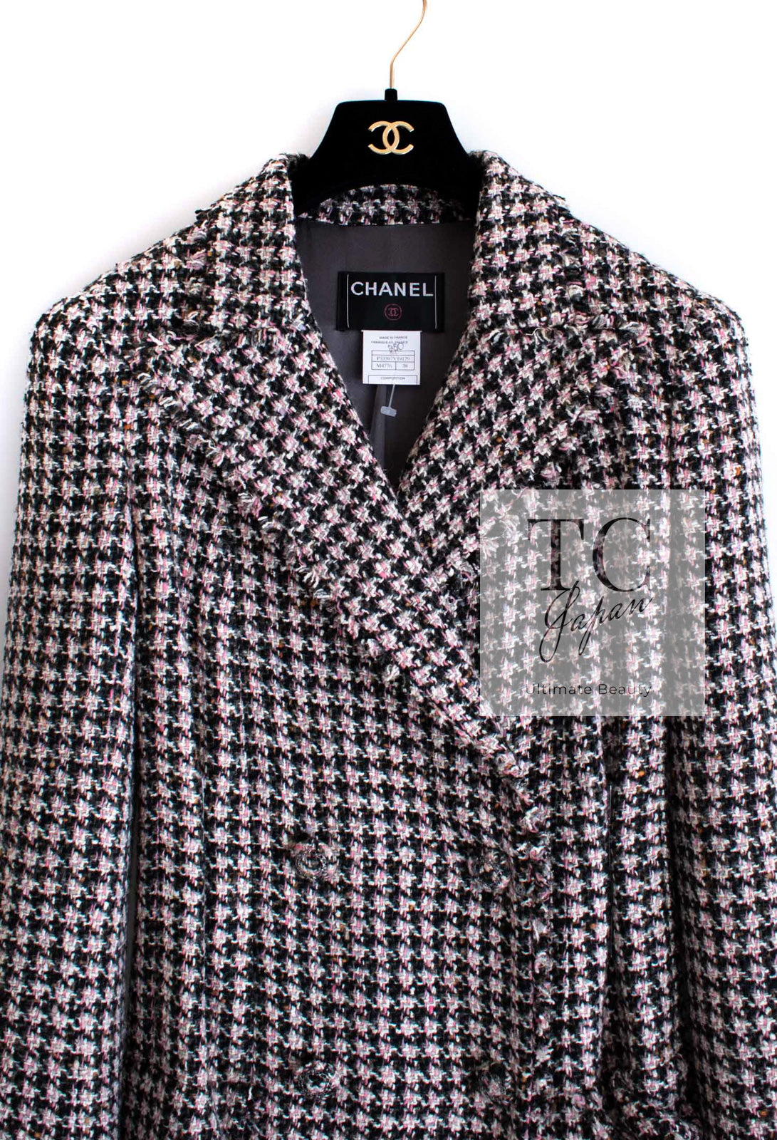 CHANEL 08PF $14K Pink Wool Demi Couture Tweed Coat 38 シャネル ピンク ウール デミ クチュール ツイード ロング コート 即発