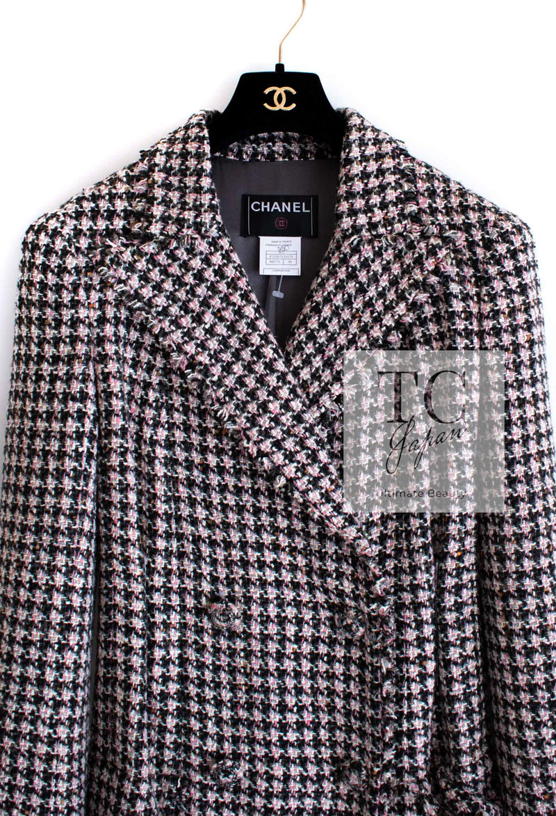 CHANEL 08PF $14K Pink Wool Demi Couture Tweed Coat 38 シャネル ピンク ウール デミ クチュール ツイード ロング コート 即発