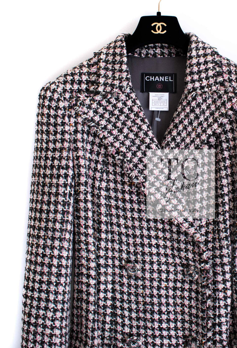 CHANEL 08PF $14K Pink Wool Demi Couture Tweed Coat 38 シャネル ピンク ウール デミ クチュール ツイード ロング コート 即発