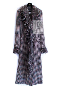 CHANEL 08PF $14K Pink Wool Demi Couture Tweed Coat 38 シャネル ピンク ウール デミ クチュール ツイード ロング コート 即発