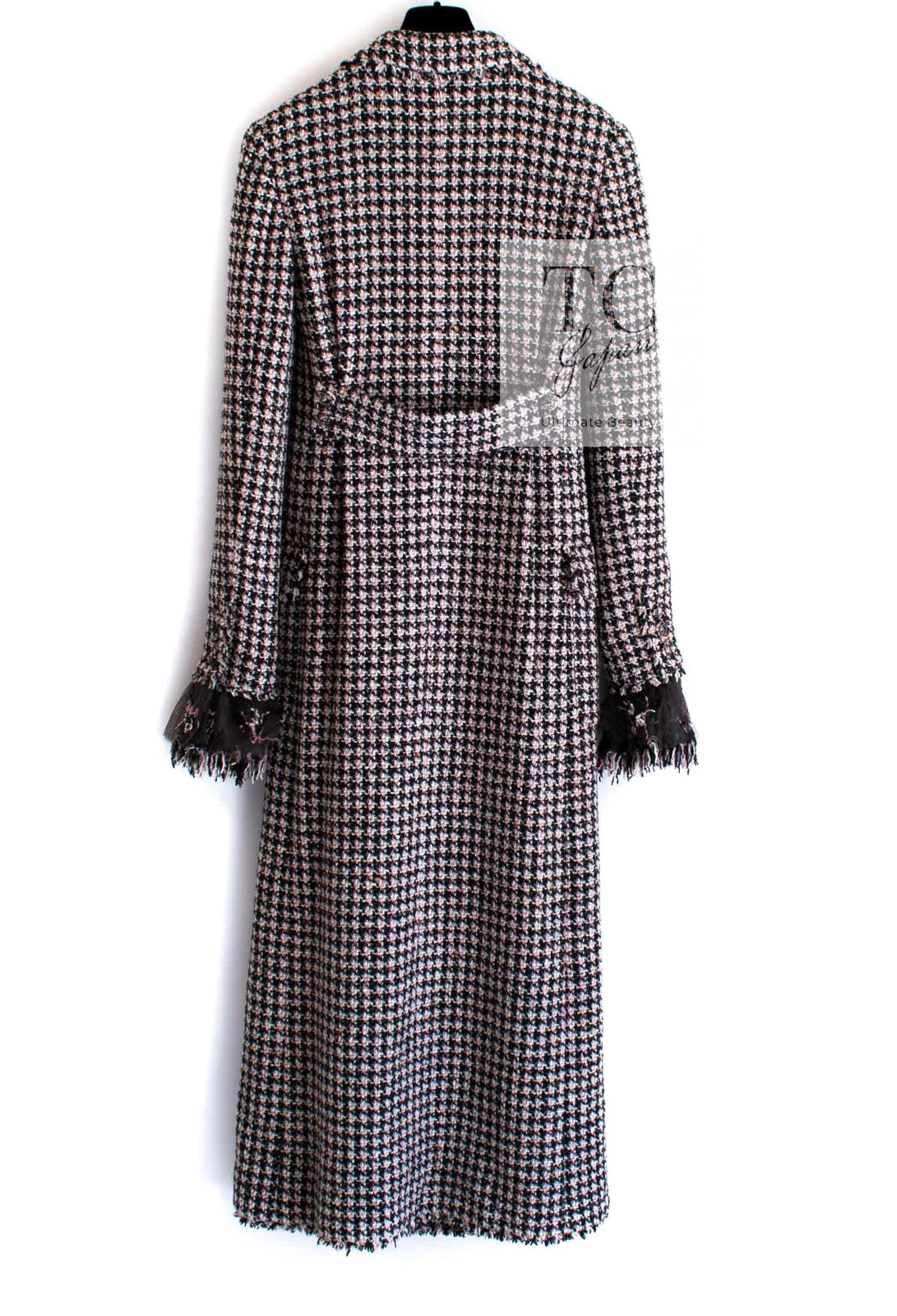 CHANEL 08PF $14K Pink Wool Demi Couture Tweed Coat 38 シャネル ピンク ウール デミ クチュール ツイード ロング コート 即発