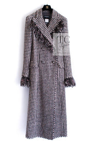 CHANEL 08PF $14K Pink Wool Demi Couture Tweed Coat 38 シャネル ピンク ウール デミ クチュール ツイード ロング コート 即発
