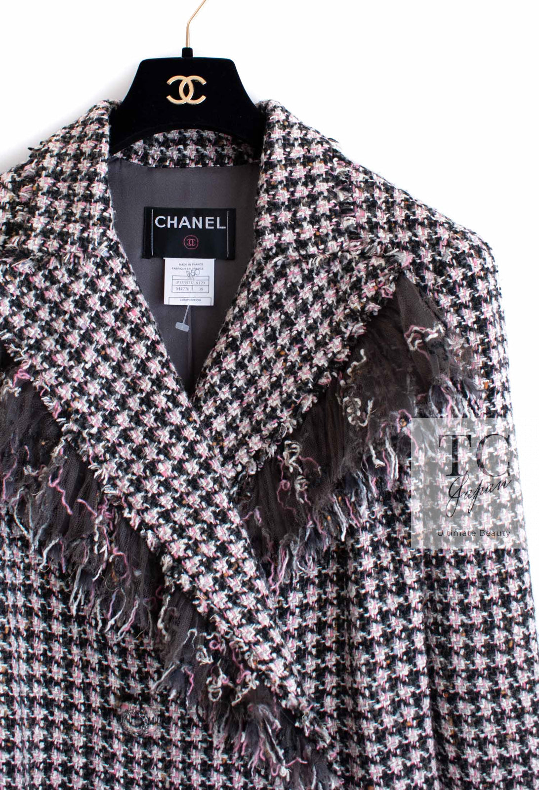 CHANEL 08PF $14K Pink Wool Demi Couture Tweed Coat 38 シャネル ピンク ウール デミ クチュール ツイード ロング コート 即発