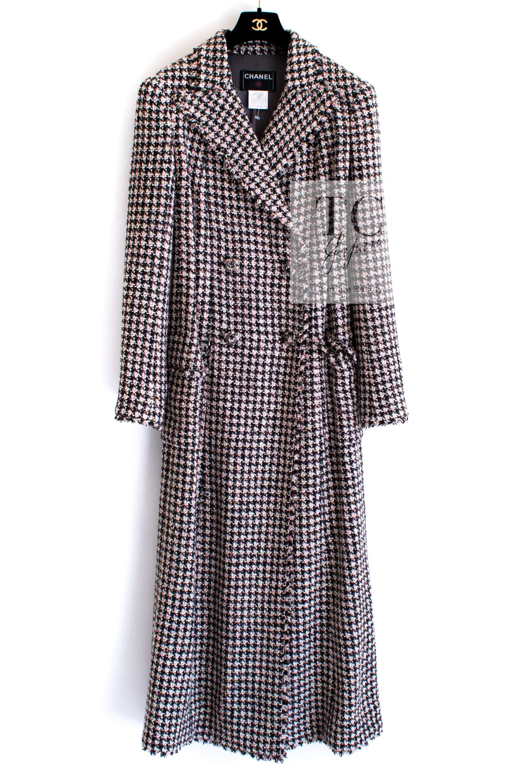 CHANEL 08PF $14K Pink Wool Demi Couture Tweed Coat 38 シャネル ピンク ウール デミ クチュール ツイード ロング コート 即発