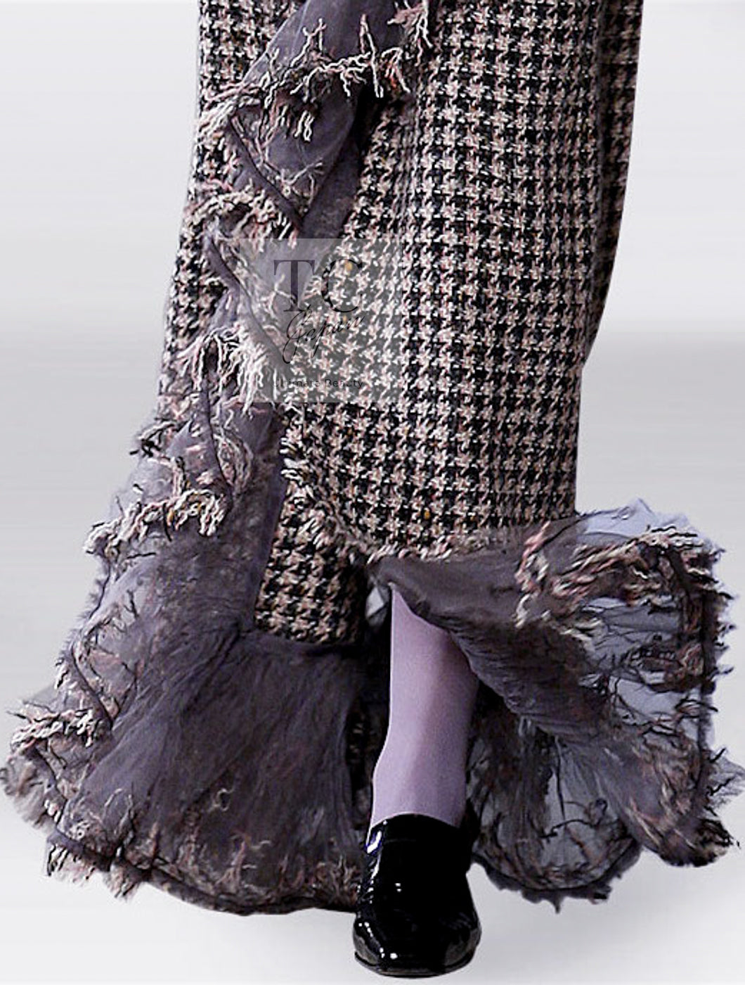 CHANEL 08PF $14K Pink Wool Demi Couture Tweed Coat 38 シャネル ピンク ウール デミ クチュール ツイード ロング コート 即発