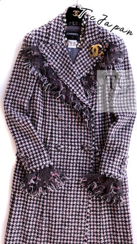 CHANEL 08PF $14K Pink Wool Demi Couture Tweed Coat 38 シャネル ピンク ウール デミ クチュール ツイード ロング コート 即発