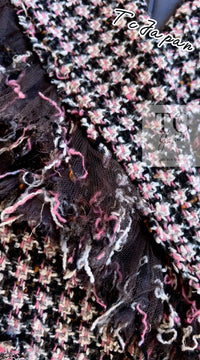 CHANEL 08PF $14K Pink Wool Demi Couture Tweed Coat 38 シャネル ピンク ウール デミ クチュール ツイード ロング コート 即発