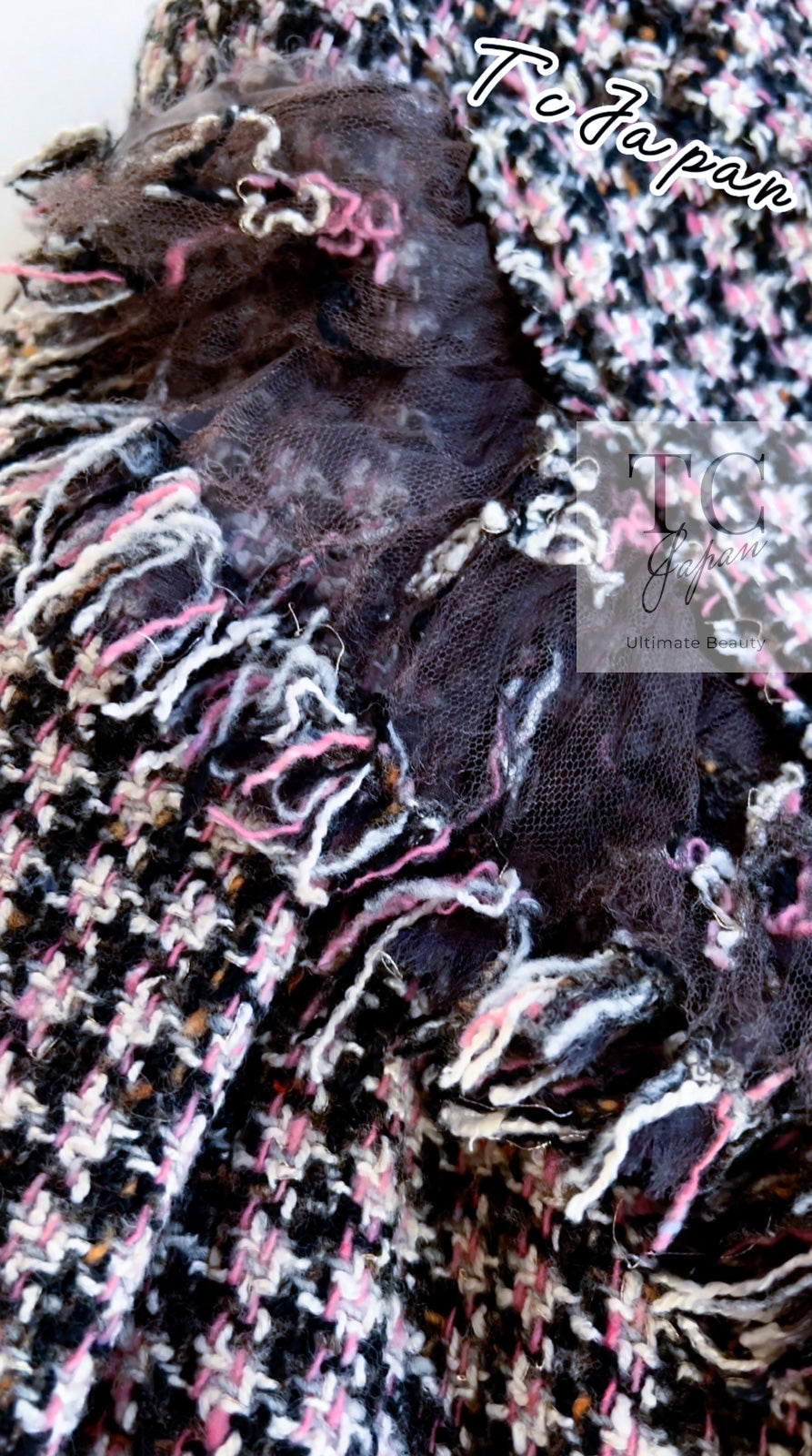 CHANEL 08PF $14K Pink Wool Demi Couture Tweed Coat 38 シャネル ピンク ウール デミ クチュール ツイード ロング コート 即発
