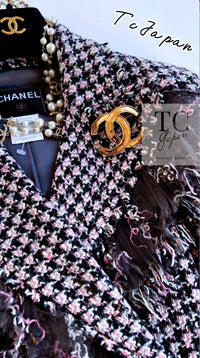 CHANEL 08PF $14K Pink Wool Demi Couture Tweed Coat 38 シャネル ピンク ウール デミ クチュール ツイード ロング コート 即発