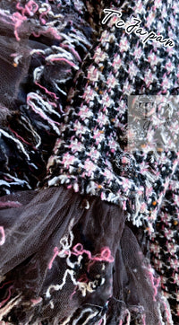 CHANEL 08PF $14K Pink Wool Demi Couture Tweed Coat 38 シャネル ピンク ウール デミ クチュール ツイード ロング コート 即発