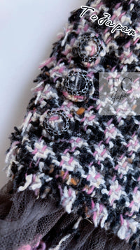 CHANEL 08PF $14K Pink Wool Demi Couture Tweed Coat 38 シャネル ピンク ウール デミ クチュール ツイード ロング コート 即発