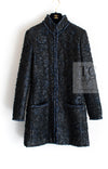 CHANEL 16B Black Navy Metallic Camellia Jacket Coat 34 36 シャネル ブラック ネイビー メタリック カメリア 3D ジャケット コート 即発