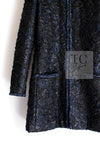 CHANEL 16B Black Navy Metallic Camellia Jacket Coat 34 36 シャネル ブラック ネイビー メタリック カメリア 3D ジャケット コート 即発
