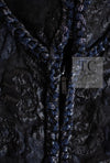 CHANEL 16B Black Navy Metallic Camellia Jacket Coat 34 36 シャネル ブラック ネイビー メタリック カメリア 3D ジャケット コート 即発