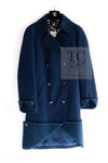 CHANEL 13A Dark Deep Blue Green Double Wool Coat 36 38 シャネル 深い ダークブルー グリーン ダブル ウール コート 即発