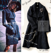 CHANEL 15A Black Navy Metallic Zipper Coat 36 シャネル ブラック ネイビー メタリック ジッパー コート 即発