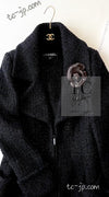 CHANEL 15A Black Navy Metallic Zipper Coat 36 シャネル ブラック ネイビー メタリック ジッパー コート 即発