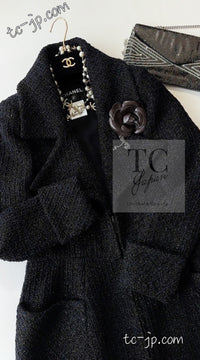 CHANEL 15A Black Navy Metallic Zipper Coat 36 シャネル ブラック ネイビー メタリック ジッパー コート 即発