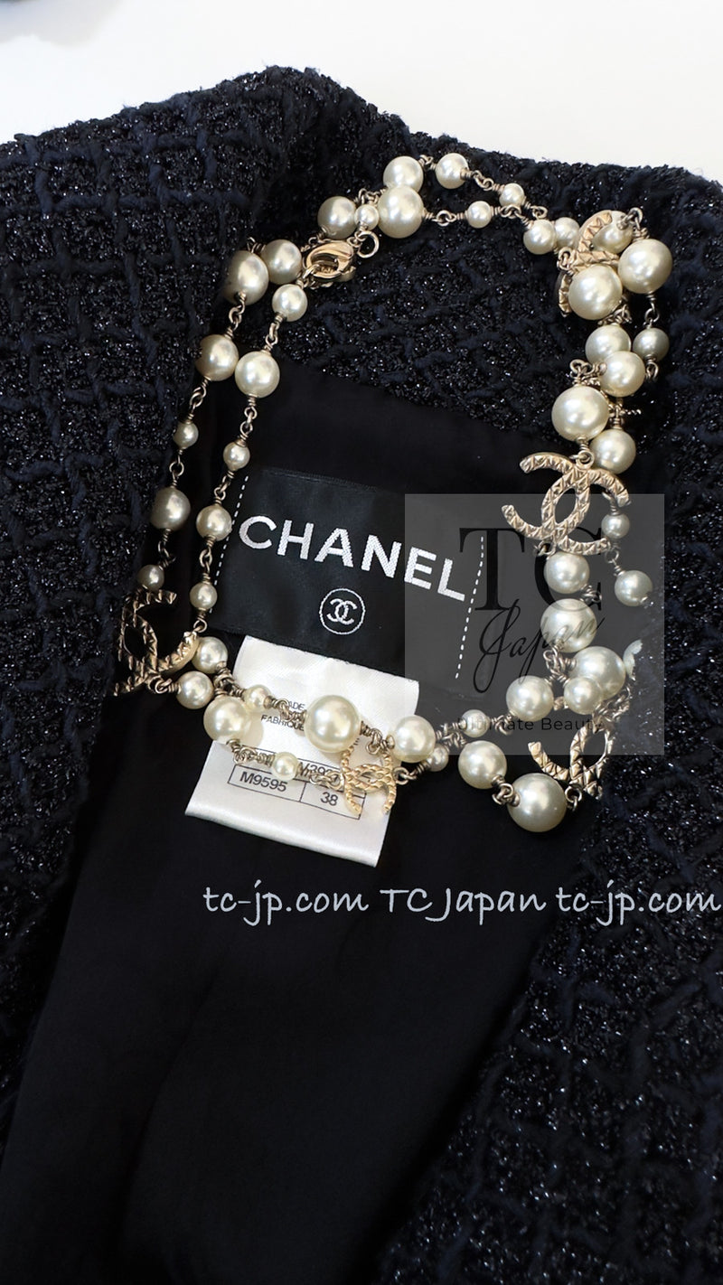 CHANEL 15A Black Navy Metallic Zipper Coat 36 シャネル ブラック ネイビー メタリック ジッパー コート 即発