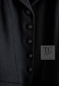 CHANEL 06A Black Wool Tweed Coat 34 シャネル ブラック ウール ツイード コート ラインストーン ビジュー ボタン即発