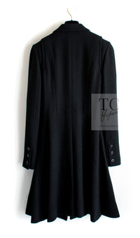 CHANEL 06A Black Wool Tweed Coat 34 シャネル ブラック ウール ツイード コート ラインストーン ビジュー ボタン即発
