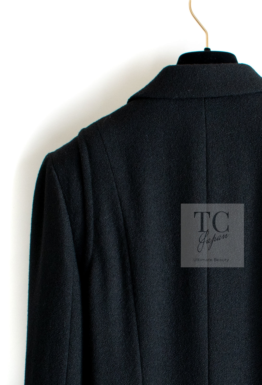 CHANEL 06A Black Wool Tweed Coat 34 シャネル ブラック ウール ツイード コート ラインストーン ビジュー ボタン即発