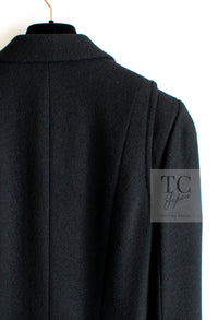 CHANEL 06A Black Wool Tweed Coat 34 シャネル ブラック ウール ツイード コート ラインストーン ビジュー ボタン即発