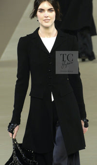 CHANEL 06A Black Wool Tweed Coat 34 シャネル ブラック ウール ツイード コート ラインストーン ビジュー ボタン即発