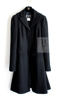 CHANEL 06A Black Wool Tweed Coat 34 シャネル ブラック ウール ツイード コート ラインストーン ビジュー ボタン即発