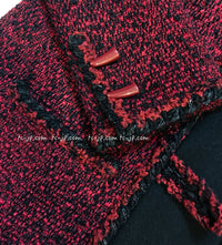 CHANEL 11A Red Black Wool Hooded Duffle Tweed Coat 38 44 46 シャネル レッド ブラック ウール フード ツイード コート 即発