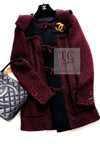 CHANEL 11A Red Black Wool Hooded Duffle Tweed Coat 38 44 46 シャネル レッド ブラック ウール フード ツイード コート 即発