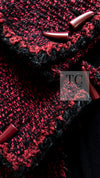 CHANEL 11A Red Black Wool Hooded Duffle Tweed Coat 38 44 46 シャネル レッド ブラック ウール フード ツイード コート 即発