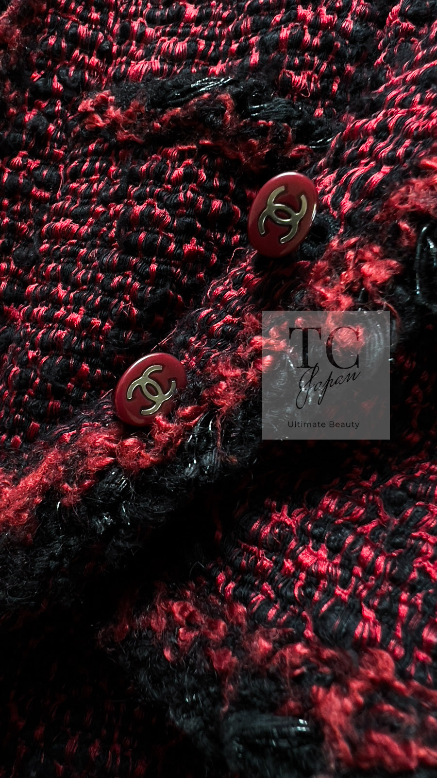 CHANEL 11A Red Black Wool Hooded Duffle Tweed Coat 38 44 46 シャネル レッド ブラック ウール フード ツイード コート 即発