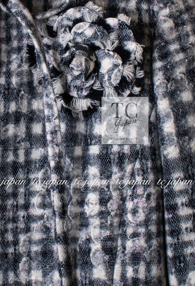 CHANEL 05A Gray Camellia CC Buttons Wool Coat 36 シャネル グレー カメリア柄 ココボタン ウール コート 即発