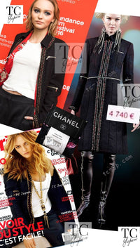 CHANEL 10PF Black Zipper Trimming Wool Silk Coat 34 38 40 シャネル ブラック ジッパー トリミング ウール シルク コート 即発