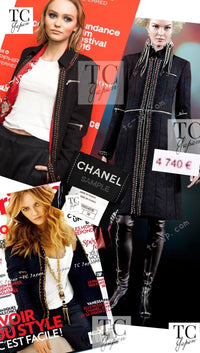 CHANEL 10PF Black Zipper Trimming Wool Silk Coat 34 38 40 シャネル ブラック ジッパー トリミング ウール シルク コート 即発