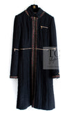 CHANEL 10PF Black Zipper Trimming Wool Silk Coat 34 シャネル ブラック ジッパー トリミング ウール シルク コート 即発