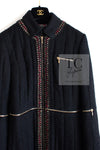 CHANEL 10PF Black Zipper Trimming Wool Silk Coat 34 シャネル ブラック ジッパー トリミング ウール シルク コート 即発