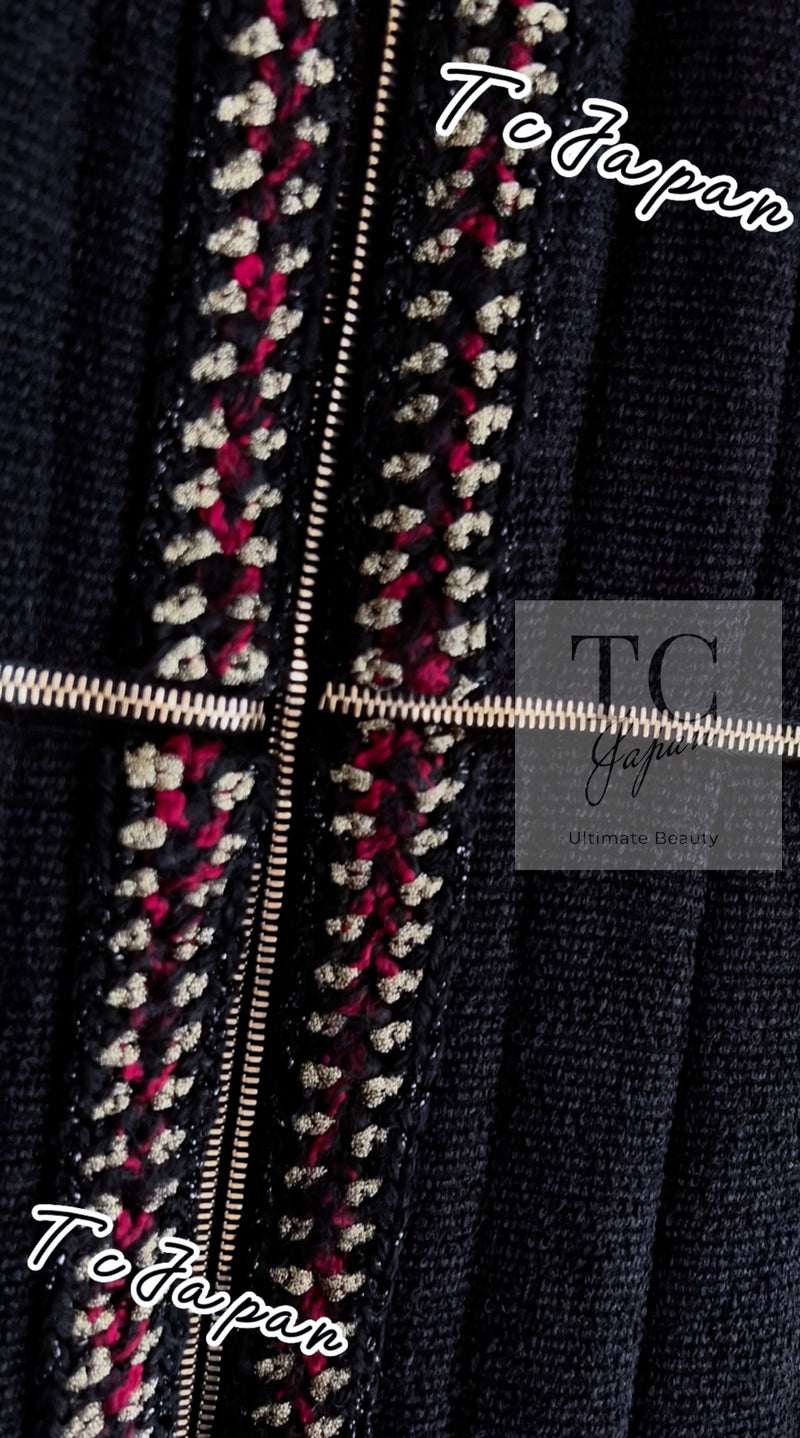 CHANEL 10PF Black Zipper Trimming Wool Silk Coat 34 シャネル ブラック ジッパー トリミング ウール シルク コート 即発